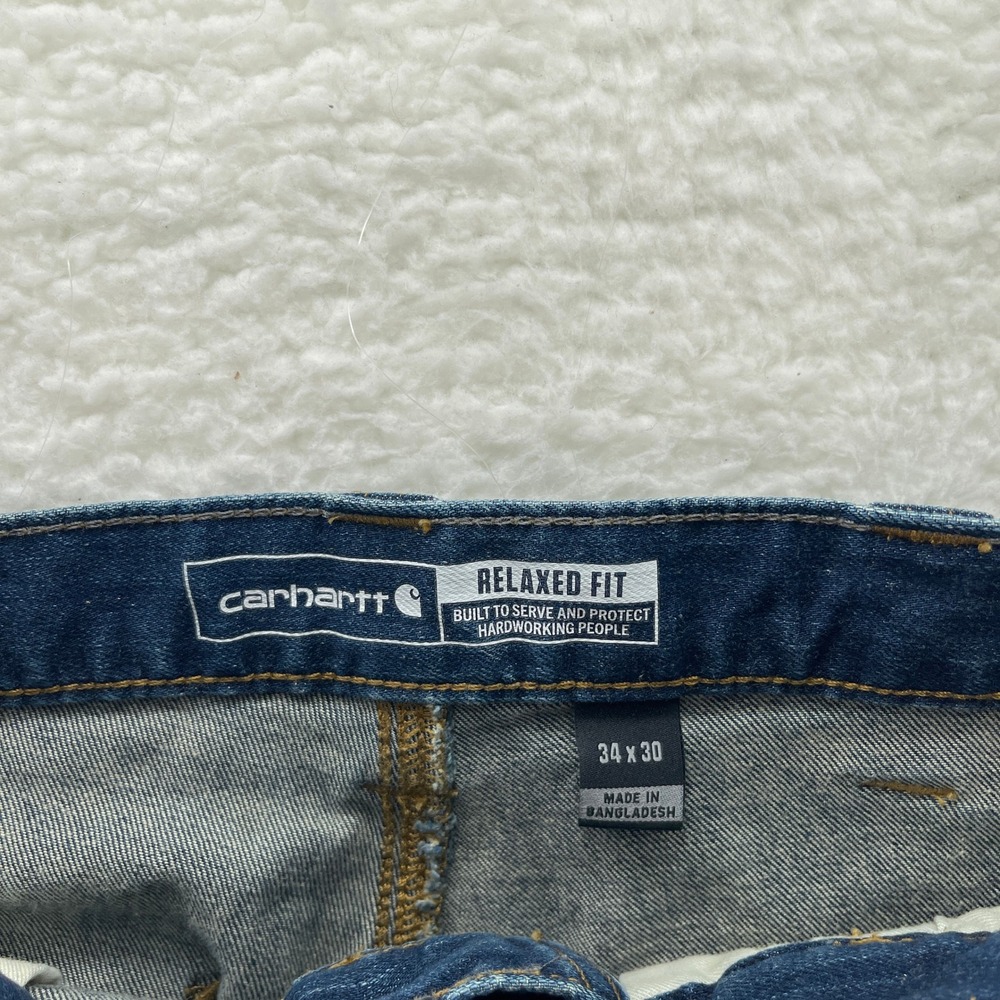 Carhartt Jeans Mens 34x30 Blue Rugged Flex Relaxed Fit Utility Carpenter BD2808 - Picture 5 of 11